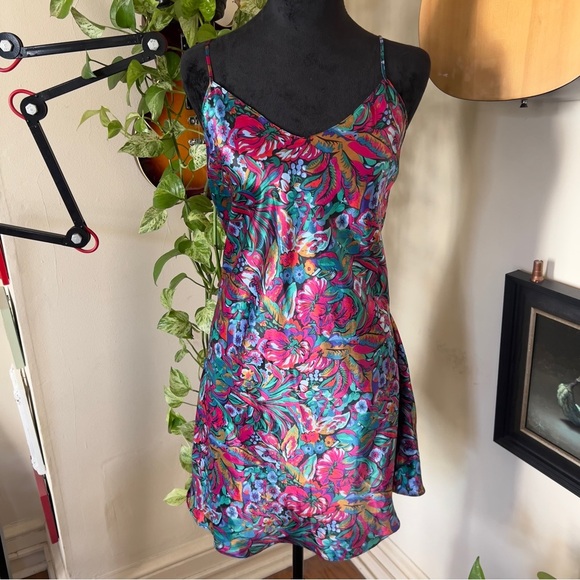 Vtg 90s Colorful Lingerie Slip - Size Large - Picture 1 of 7